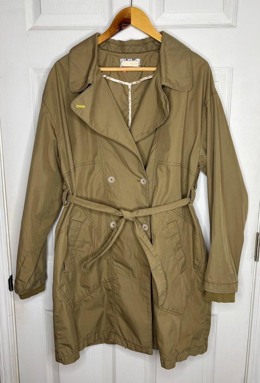 Pilcro Anthropologie Large Trench Coat Utility Jacket Belted Double Breasted
